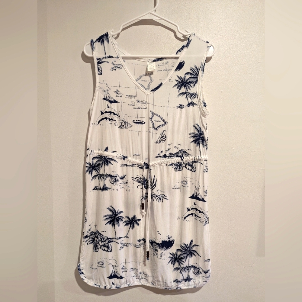 Palmwave Hawaii Printed Drawstring Waist Dress Size Small